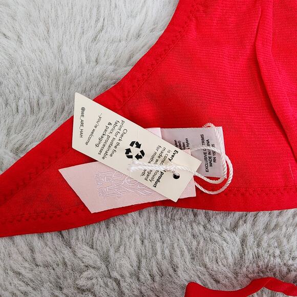 NEW We Are Hah Free People Don't Cross Me Lace Halter Bralette Blood Orange - Picture 8 of 13